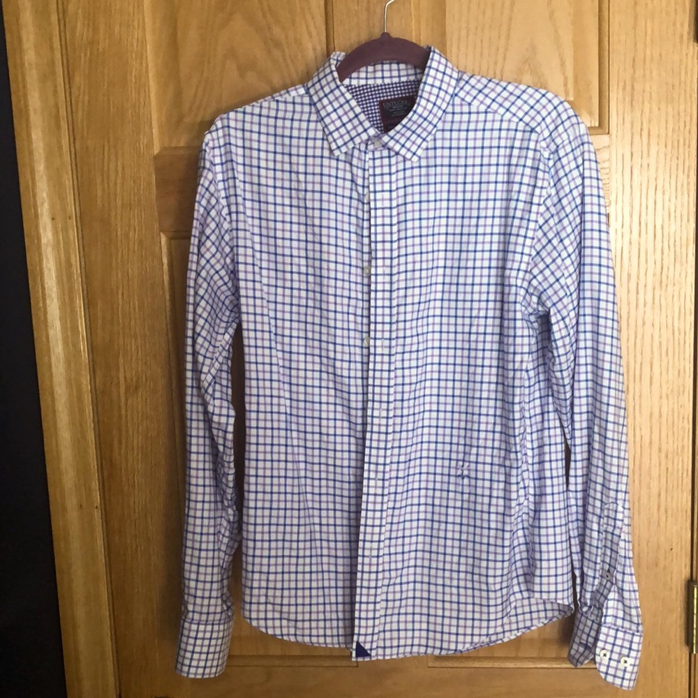Untuckit small plaid medium button down shirt.